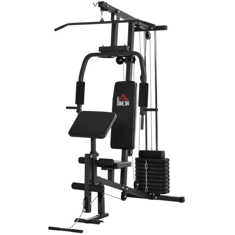 Kraftstation Fitnessstation Multigym inkl. Gewichten Stahl Schwarz
