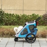 2in1 Hundeanhänger Hundebuggy Pet Stroller Velo-Anhänger blau