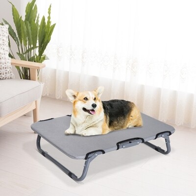 Hundebett Hundeliege Outdoor klappbar, erhöht, grau, Stahlrahmen, für kleine Hunde, 59x46x15 cm