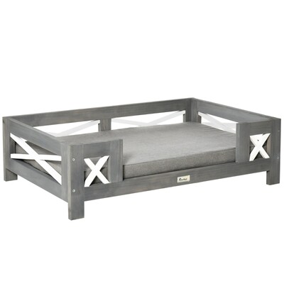 Hundebett, Katzenbett inklusive Kissen Kiefernholz 80 cm x 55 cm x 23 cm
