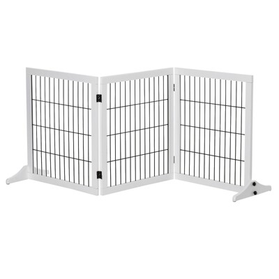 freistehendes Hundegitter Absperrgitter für Hunde Kiefer Weiss