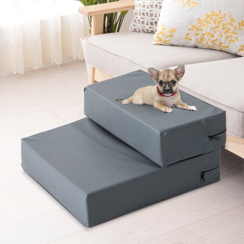 Tiertreppe, Hundebett klappbare Unterlage für Katzen und Hunde grau