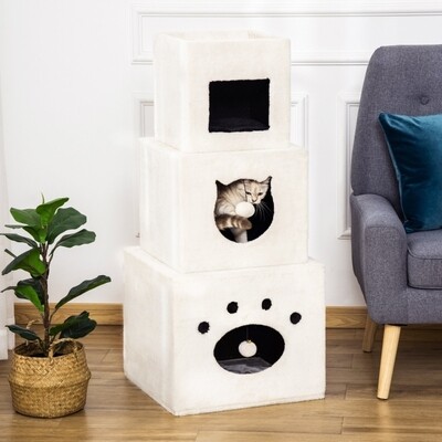 Kratztonne - 3 Würfel für Katzen cremeweiss
