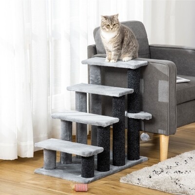 Haustiertreppe mit Kratzbaum mit Ball 4-stufige Katzentreppe Hundetreppe