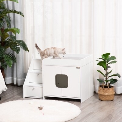 Katzenschrank mit Katzentoilette 3 Stufen Treppe Katzenhaus mit Katzenbett