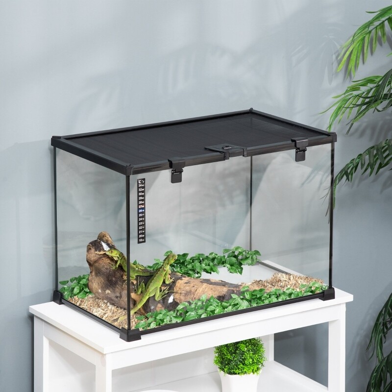 Starter-Set Glas-Terrarium für Reptilien 50 cm x 30 cm x 35 cm