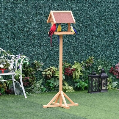 Hölzernes Vogelfutterhaus mit Asphaltdach Naturfarbe 55 x 55 x 144 cm