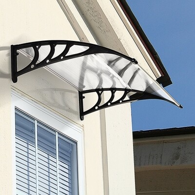 Vordach Haustürvordach 100 x 80 cm Pultvordach Überdachung Polycarbonat Transparent