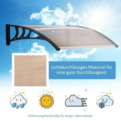 Vordach Haustürvordach 120 x 75 cm Pultvordach Überdachung Polycarbonat Polycarbonat Braun