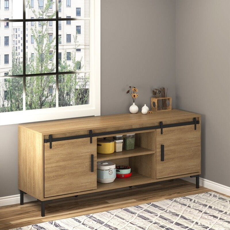 Schiebetürsystem Einzelschiebetür Set für doppelte Holztüren Schwarz 183 cm x 0,6 cm x 18 cm
