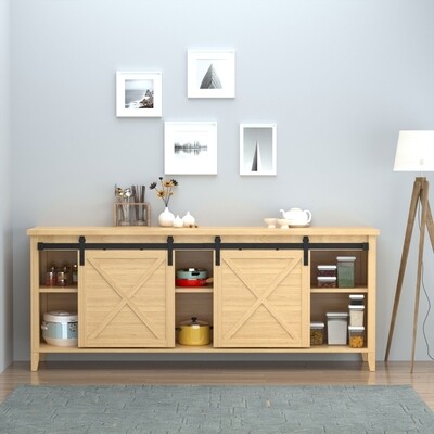 Schiebetürsystem Einzelschiebetür Set für doppelte Holztüren Schwarz 183 cm x 0,6 cm x 18 cm