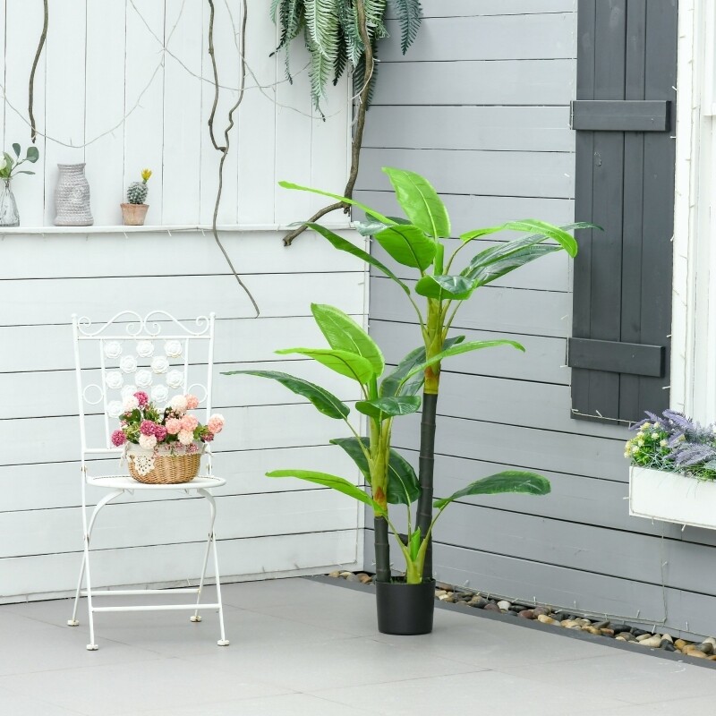 künstliche Pflanze 150 cm künstlicher Bananen Baum Kunstpflanze Zimmerpflanze Dekopflanze
