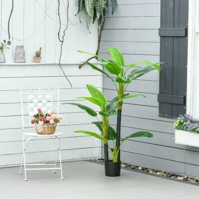 künstliche Pflanze 150 cm künstlicher Bananen Baum Kunstpflanze Zimmerpflanze Dekopflanze