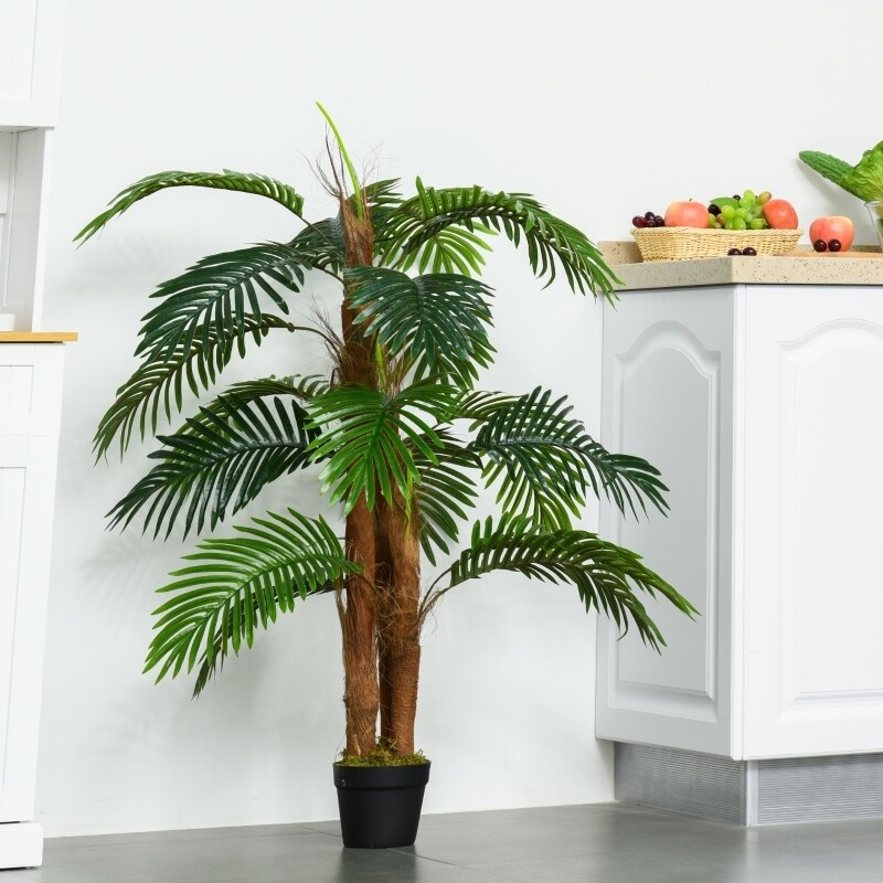 HOMCOM künstliche Pflanze 120 cm künstlicher Palmen Palme Kunstpflanze Zimmerpflanze Dekopfanze