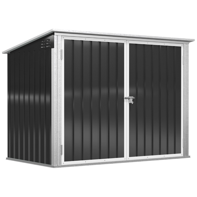 Mülltonnenbox für 2 Mülltonnen, Abschliessbar, Stahl, schwarz, 178 x 104,5 x 128,5/113 cm