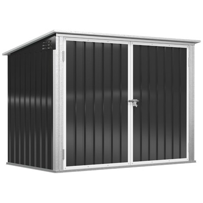 Mülltonnenbox für 2 Mülltonnen, Abschliessbar, Stahl, schwarz, 178 x 104,5 x 128,5/113 cm