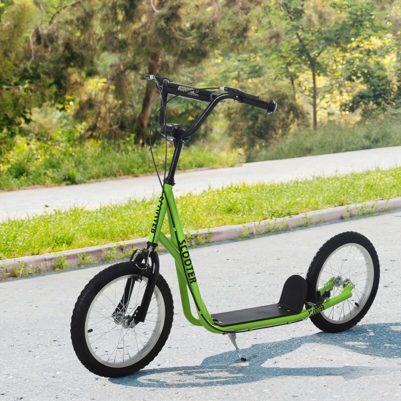 Tretroller Scooter Cityroller Kinder Luftreifen Roller Alu Grün