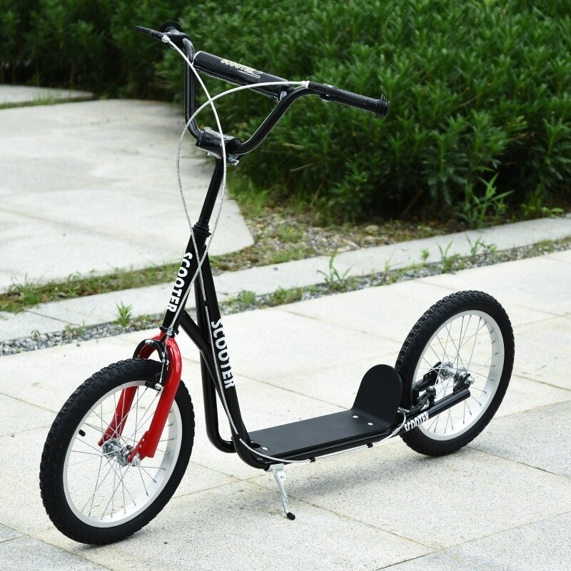 Tretroller Scooter Cityroller Kinder Luftreifen Roller Alu Schwarz