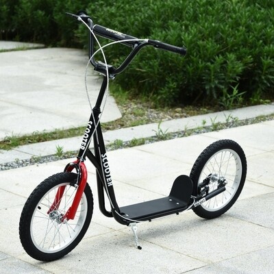 Tretroller Scooter Cityroller Kinder Luftreifen Roller Alu Schwarz