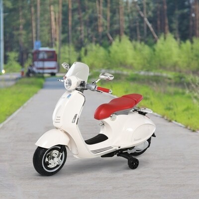 Elektrofahrzeug Vespa Kindermotorrad mit MP3-Musik Beleuchtung 3-6 Jahre PP Weiß