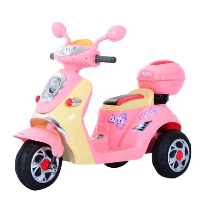 Kindermotorroller, Trike mit Musik- und Lichteffekten PP+Metall Rosa+Gelb