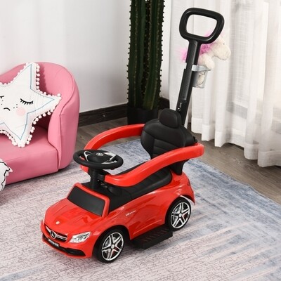 Mercedes Kinderauto Kinderwagen Schub- und Haltestange mit Rückenlehne(Rot)