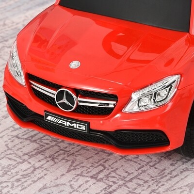 Mercedes Kinderauto Kinderwagen Schub- und Haltestange mit Rückenlehne(Rot)