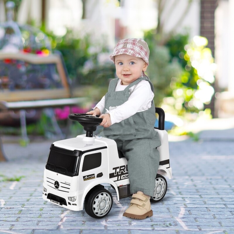 Rutscherfahrzeug Mercedes LKW Truck Kinderauto Rutscherauto Weiss+Schwarz
