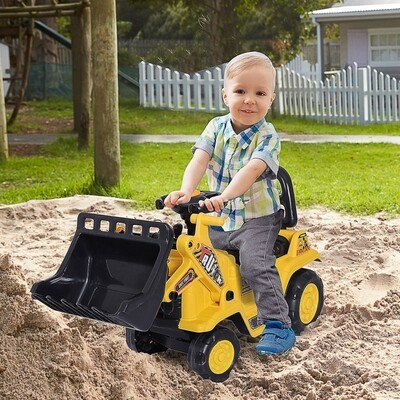 3-in-1 Rutschauto Traktor Bagger 80 cm x 26,5 cm x 39 cm