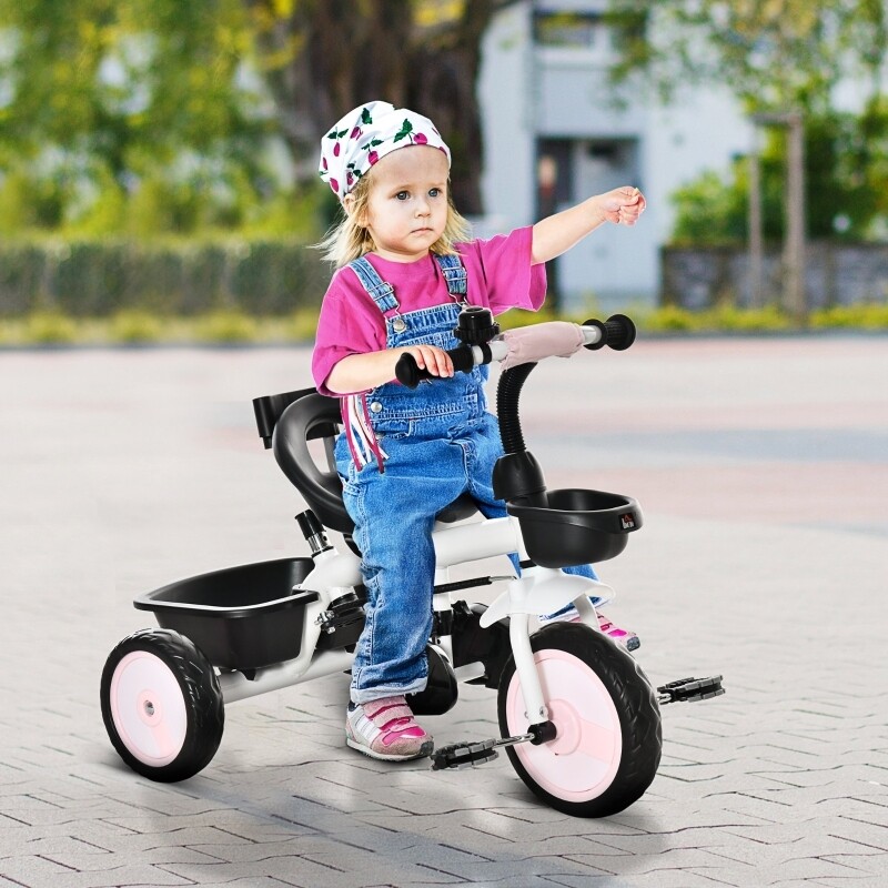 2 in 1 Dreirad Kinderwagen 100 cm x 48 cm x 106 cm rosa