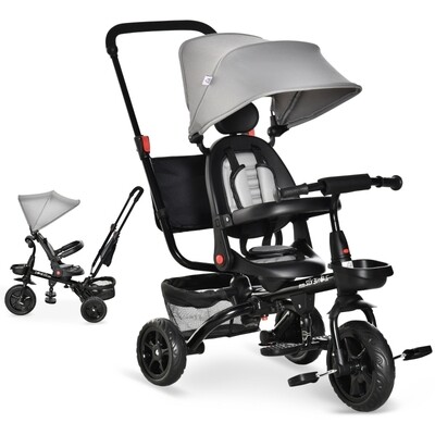 4-in-1 Kinderdreirad mit Sicherheitsgurt und Sonnendach Dreirad Kinderauto Kinderwagen