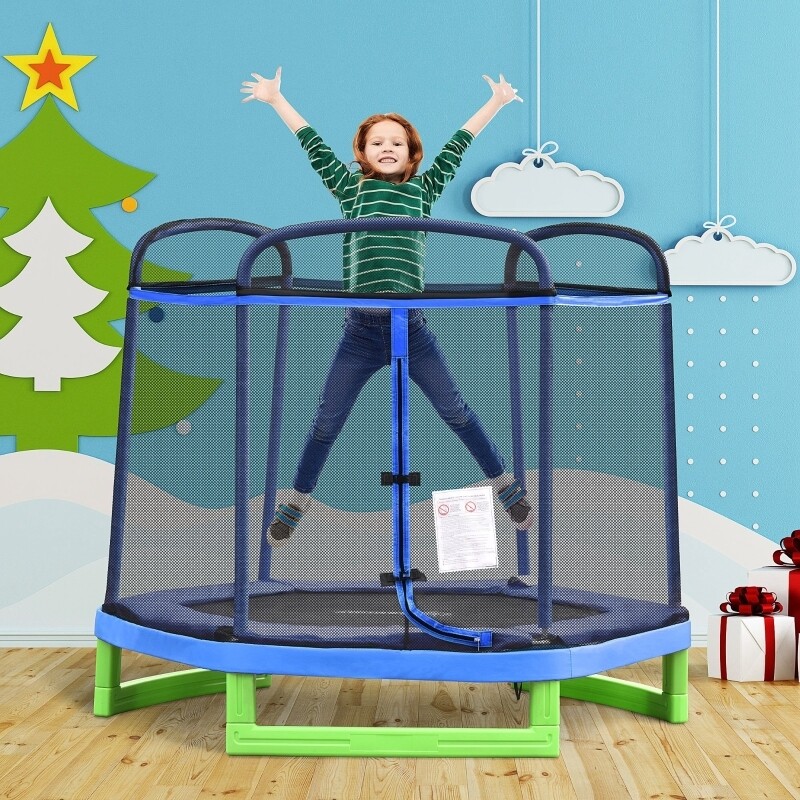 Kinder Trampolin blau 215 cm x 200 cm x 187 cm