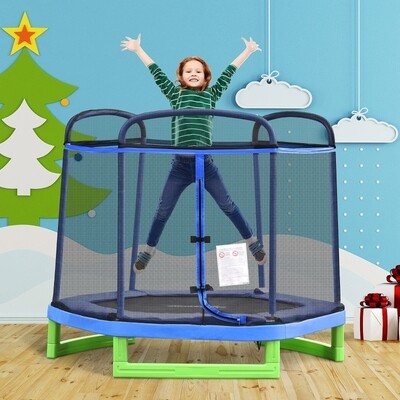 Kinder Trampolin blau 215 cm x 200 cm x 187 cm