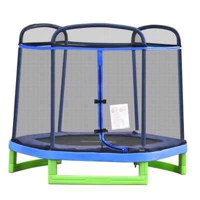 Kinder Trampolin blau 215 cm x 200 cm x 187 cm