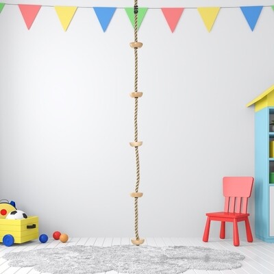 Kletterseil mit 5 Knoten für Kinder 3-14 J., Naturfarbe, 2 m