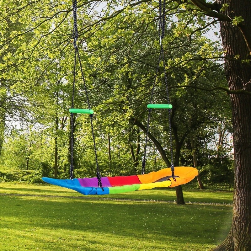 Kinderschaukel, Regenbogen-Nestschaukel höhenverstellbar 160 cm