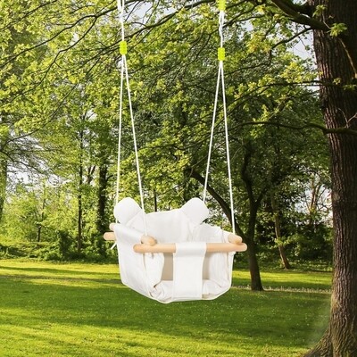 Schaukel für Kleinkinder Babyschaukel mit Sicherheitsgurt weiss