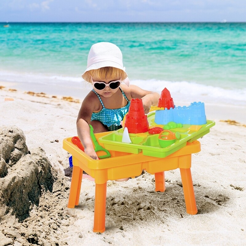 Kinder Sandspielzeug Sandkastentisch mit 23-tlg. Zubehör Spieltisch 3 Jahren PP
