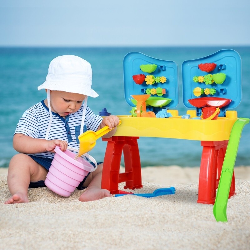 Kinder Sandspielzeug 31 Stück Spieltisch Strandspielzeug ab 3 Jahren PP Bunt