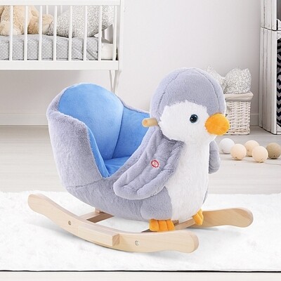 Pinguin Schaukelpferd mit Musik Haltegriffe Plüsch