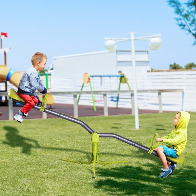 Gartenwippe 360° drehbare Wippe Karussellwippe Metall Grau Grün