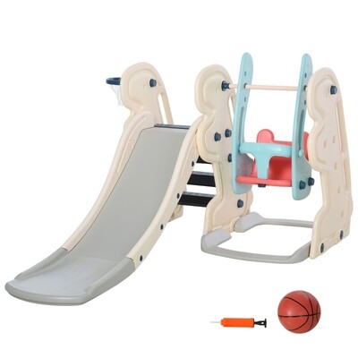 3-in-1 Kinder Rutsche Spielzeug Basketballkorb Schaukel Babyrutsche