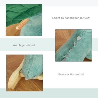 Schaukelpferd Plüsch Schaukeltier Dinosaurier Dunkelgrün