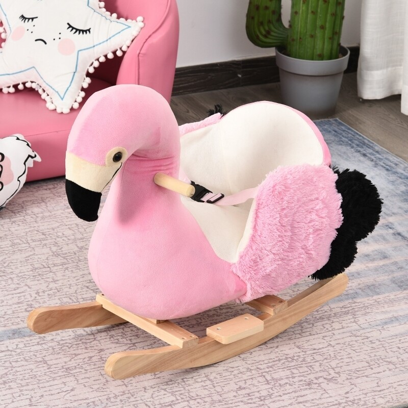Schaukeltier Flamingo mit Sicherheitsgurt Schaukelpferd