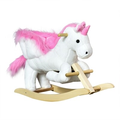 Schaukelpferd Babyschaukel Einhorn Rosa+Weiss