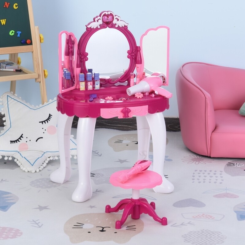 Kinderschminktisch Spiegel Frisiertisch mit Musik Kosmetik
