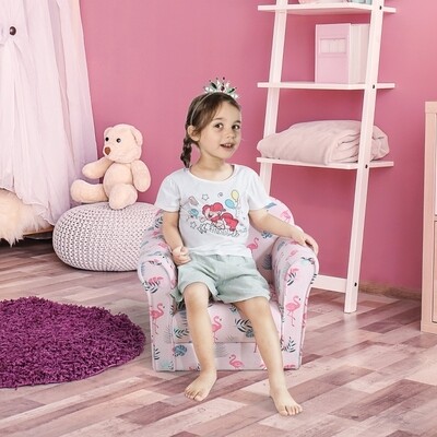 Kindersofa Mini-Sofa-Sessel mit rutschfeste Füsse Rosa Flamingo