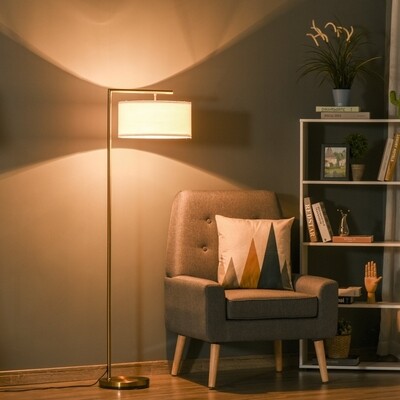 Stehlampe Stehleuchte Wohnzimmer, Büro Metall Stahl Leinen