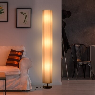 Stehlampe Standleuchte Stehleuchte Edelstahlboden Textillampenschirm