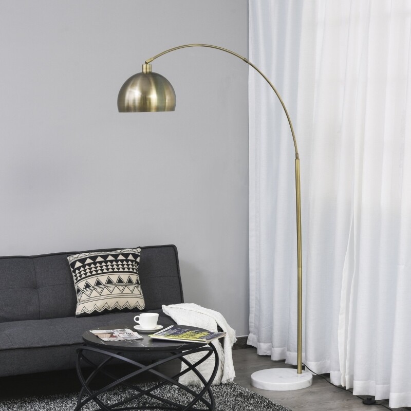 Stehlampe, Stehleuchte, Bogenlampe, Marmorfuss Metall